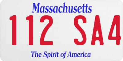 MA license plate 112SA4