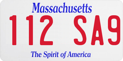 MA license plate 112SA9