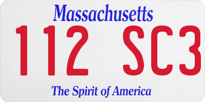 MA license plate 112SC3