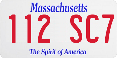 MA license plate 112SC7