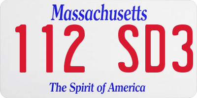 MA license plate 112SD3