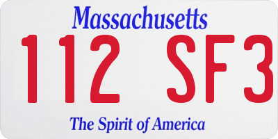 MA license plate 112SF3