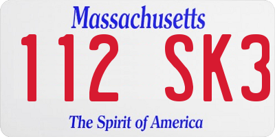 MA license plate 112SK3