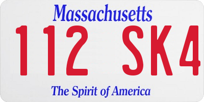 MA license plate 112SK4