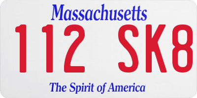 MA license plate 112SK8