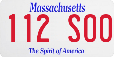 MA license plate 112SO0