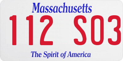 MA license plate 112SO3