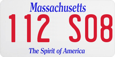 MA license plate 112SO8
