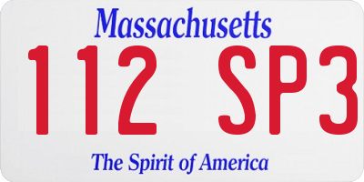 MA license plate 112SP3