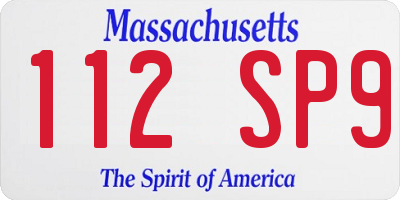 MA license plate 112SP9
