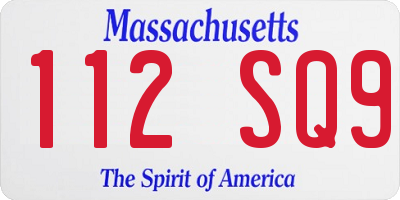 MA license plate 112SQ9