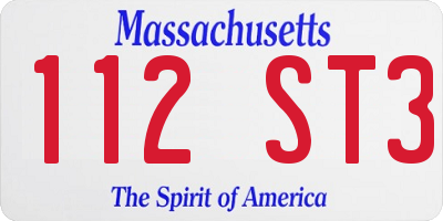 MA license plate 112ST3