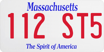 MA license plate 112ST5
