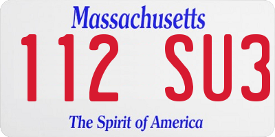 MA license plate 112SU3