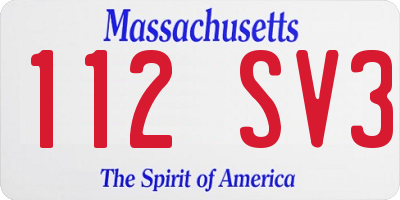MA license plate 112SV3