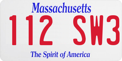 MA license plate 112SW3