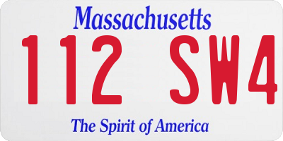 MA license plate 112SW4
