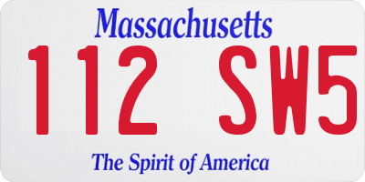 MA license plate 112SW5