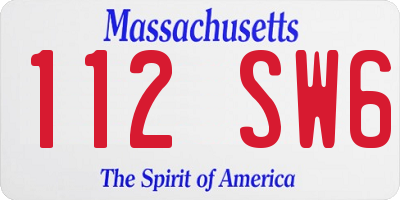 MA license plate 112SW6