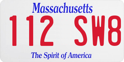 MA license plate 112SW8