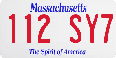 MA license plate 112SY7