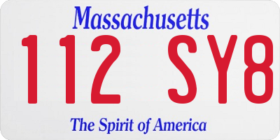 MA license plate 112SY8