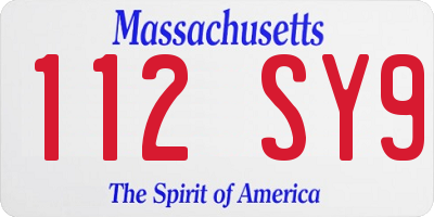 MA license plate 112SY9