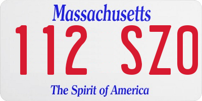 MA license plate 112SZ0