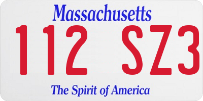 MA license plate 112SZ3