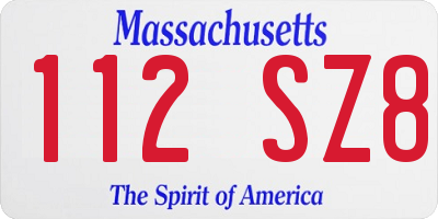 MA license plate 112SZ8