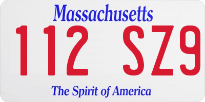 MA license plate 112SZ9