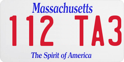 MA license plate 112TA3