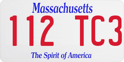 MA license plate 112TC3