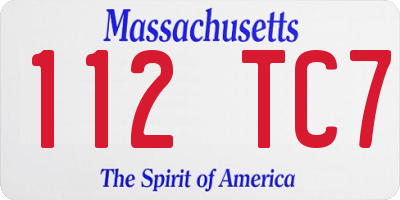 MA license plate 112TC7