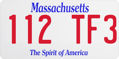 MA license plate 112TF3