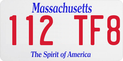 MA license plate 112TF8