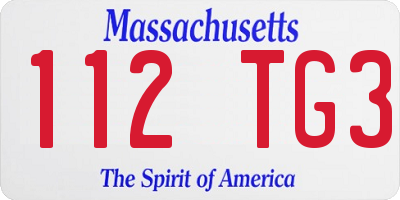 MA license plate 112TG3