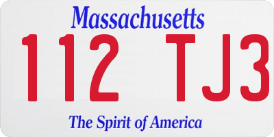 MA license plate 112TJ3