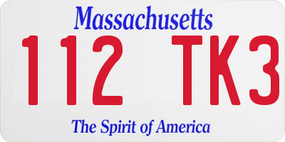 MA license plate 112TK3