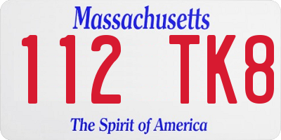 MA license plate 112TK8