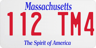 MA license plate 112TM4