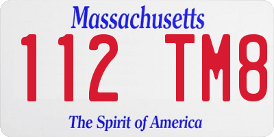 MA license plate 112TM8