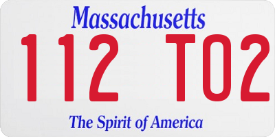 MA license plate 112TO2