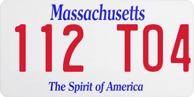 MA license plate 112TO4