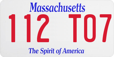MA license plate 112TO7