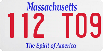 MA license plate 112TO9