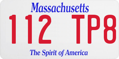 MA license plate 112TP8