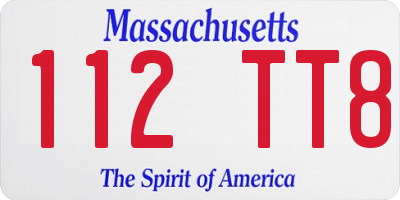 MA license plate 112TT8