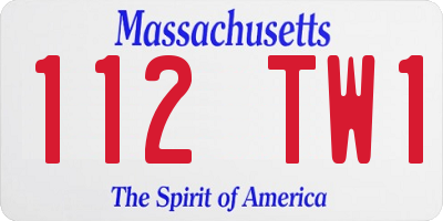 MA license plate 112TW1