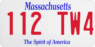 MA license plate 112TW4